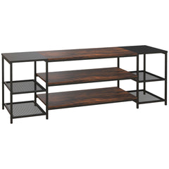Kozy TV Unit Cabinet for TVs up to 60 Inches, Industrial TV Stand with Storage Shelves for Living Room, Brown and Black