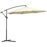 Outsunny Cantilever Parasol: 3m Patio Banana Hanging Umbrella, Crank & Tilt, 8 Ribs, Cross Base, Creamy White | Aosom UK