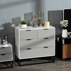 Kozy Chest of Drawers with Metal Handles Freestanding Dresser for Bedroom, Living Room