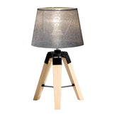 Kozy Wooden Tripod Table Lamp for Side, Desk or End Table with E27 Bulb Base(Grey Shade)