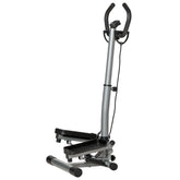 Kozy Adjustable Twist Stepper Fitness Step Machine, LCD Screen, Height-Adjust Handlebars, Home Gym, Silver and Black