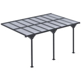 Kozy 4.35 x 3m Outdoor Patio Gazebo Pergola, Retractable Pergola Canopy Aluminum Post & PC Roof, Grey