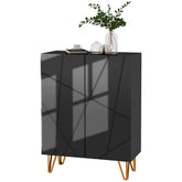 HOMCOM Narrow Shoe Storage Cabinet with Soft-Close Hinges and Adjustable Shelves for 15-20 Pairs of Shoes, Black | Aosom UK