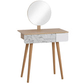 Kozy Dressing Table with Drawer and Mirror height adjustable Wooden Oak Color Bedroom Dressing Room Elegant and Durable