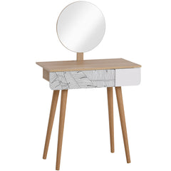 Kozy Dressing Table with Drawer and Mirror height adjustable Wooden Oak Color Bedroom Dressing Room Elegant and Durable