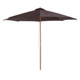 Kozy 3(m) Garden Parasol, Pulley Operated Patio Umbrella, Wooden Parasol, Table Market Umbrella with Rope Pulley Mechanism and 8 Ribs, Coffee