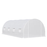 Outsunny 6 x 3 x 2 m Large Walk-In Greenhouse Garden Polytunnel Greenhouse with Metal Frame, Zippered Door and Roll Up Windows, White