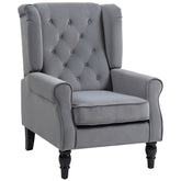 Kozy - Wingback Accent Chair, Retro Upholstered Button Tufted Occasional Chair for Living Room and Bedroom, Light Grey