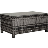 Kozy PE Rattan Garden Coffee Table, with Glass Table Top - Grey