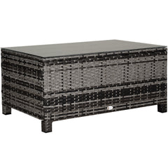 Kozy PE Rattan Garden Coffee Table, with Glass Table Top - Grey