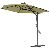 Outsunny Waterproof 3(m) Garden Parasol Cantilever Umbrella with Solar LED, Cross Base and Waterproof Cover, Beige | Aosom UK