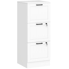Kozy 3 Drawer Filing Cabinet with Lock, Office Storage Cabinet with Adjustable Hanging Bars for A4 Letter Size Files, White