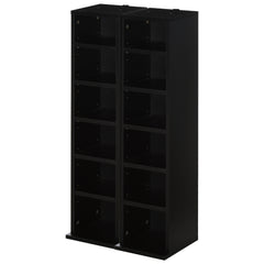 Kozy 204 CD Media Display Shelf Unit Set of 2 Blu-Ray Tower Rack w/ Adjustable Shelves Bookcase Storage Organiser, Black