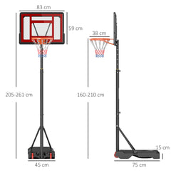Kozy Portable Basketball Hoop Stand 160-210cm Adjustable Height Sturdy Rim Hoop w/ Large Wheels Stable Base & Net Free Standing