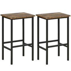 Kozy Industrial Bar Stools, Set of 2 Kitchen Breakfast Bar Chairs with Footrest, Counter Height Island Stools for Dining Area, Home Pub, Rustic Brown