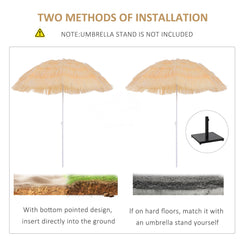 Outsunny Waterproof Patio Garden Hawaii Beach Sun Umbrella Sunshade Hawaiian Folding Tilting Crank Parasol (Wheat) | Aosom UK