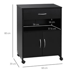 Kozy Printer Stand Mobile Printer Cabinet with Storage, Open Shelf, Drawer for Home Office, 60cm x 39cm x 80cm, Black
