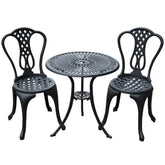 Kozy 3 Piece Patio Cast Aluminium Bistro Set Garden Outdoor Furniture Table and Chairs Shabby Chic Style
