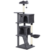 Kozy 160cm Large Cat Tree Tower with Sisal Scratching Posts, Condos, Plush Perches, Hammock, Ladder, Dark Grey