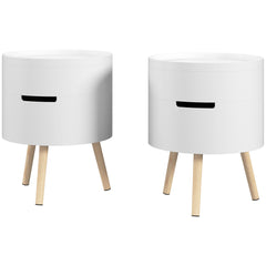 HOMCOM Nested Coffee Tables: 3-Tier Round Set with Hidden Storage & Detachable Tray, Chic White | Aosom UK