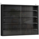 Kozy 5-Tier Wall Display Shelf Unit Cabinet w/ 4 Adjustable Shelves Glass Doors Home Office Ornaments 60x80cm Black