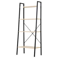 HOMCOM 4-Tier Vintage Ladder Shelf Bookcase Wood Storage Rack Stand Plants Display Black natural | Aosom UK
