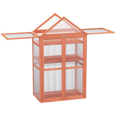 Kozy Garden Cold Frame Polycarbonate Greenhouse with Adjustable Shelves, Double Doors, Openable Top Covers, Grow House for Flower Vegetable Plants, 80 x 47 x 138cm, Orange