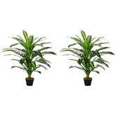 Outsunny Set of 2 Artificial Dracaena Trees, 110cm/3.6FT Tall Decorative Plants with 40 Leaves & Nursery Pot, Fake Tropical Tree for Indoor/Outdoor