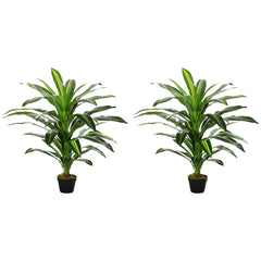 Outsunny Set of 2 Artificial Dracaena Trees, 110cm/3.6FT Tall Decorative Plants with 40 Leaves & Nursery Pot, Fake Tropical Tree for Indoor/Outdoor