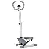 Kozy Adjustable Twist Stepper Aerobic Ab Exercise Fitness Workout Machine w/ LCD Screen, Height Adjust Handlebars for Home Gym, White and Grey