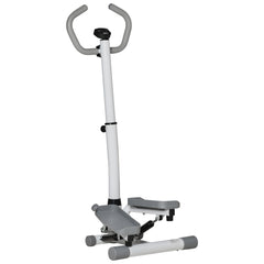 Kozy Adjustable Twist Stepper Aerobic Ab Exercise Fitness Workout Machine w/ LCD Screen, Height Adjust Handlebars for Home Gym, White and Grey
