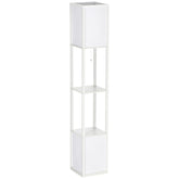 HOMCOM Floor Lamp with Shelves, Modern Floor Standing Lamp with Dual Ambient Light for Living Room, Bedroom, White | Aosom UK