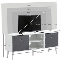 Kozy TV Cabinet Stand Unit for TVs up to 50'' with Foldable Drawers, Entertainment Centre for Living Room White