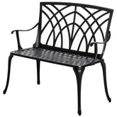 Kozy 2-Seater Cast Aluminium Garden Bench Loveseat Outdoor Furniture Chair w/ Decorative Backrest & Ergonomic Armrest for Patio Terrace Porch
