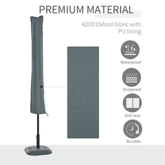 Outsunny Offset Garden Parasol with Waterproof Cover, UV Protection, Easy to Use, Grey | Aosom UK