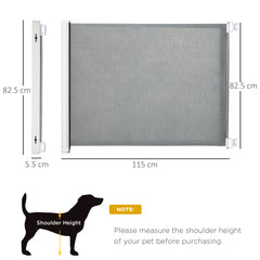 Kozy Retractable Pet Safety Gate, Folding Dog Barrier, Grey