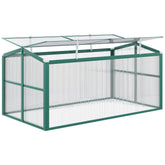 Outsunny Aluminium Polycarbonate Greenhouse Cold Frame Grow House, Openable Top for Flowers and Vegetables, 130x70x61cm