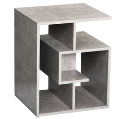 Kozy Side Table, 3 Tier End Table with Open Storage Shelves for Living Room, Bedroom, Cement Colour