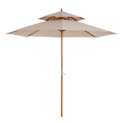 Outsunny Waterproof Parasol: Durable, UV-Shielding, Easy-Open Canopy for Alfresco Lounging, Beige | Aosom UK