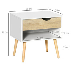 Kozy Set of 2 Bedside Table with Drawer and Shelf