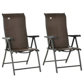 Kozy Set of Two Folding Garden Chairs, with Seven-Position Adjustable Backs - Brown
