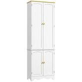 Kozy Freestanding 4-Door Kitchen Cupboard, Storage Cabinet Organizer with 4 Shelves, White