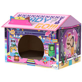 Kozy 2 in 1 Gaming Style Cardboard Cat House with Scratching Board & Catnip for Indoor Cats, Pink