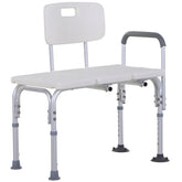 Kozy Height Adjustable Shower Chair, Non Slip Bath Transfer Bench for Elderly, Disabled with Armrest and Backrest, 300 lbs Capacity, White