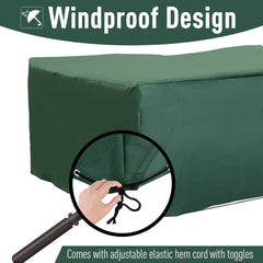 Kozy Outdoor Garden Furniture Cover Waterproof, Anti-UV 600D Heavy Duty Oxford Fabric Patio Furniture Cover for Rectangular Sofa Table Set, Green, 210 x 140 x 80 cm
