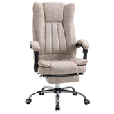 Kozy Home Office Chair Microfibre Desk Chair with Reclining Function Armrests Swivel Wheels Footrest Beige