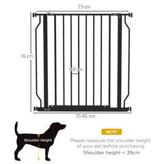 PawHut Extra Wide Dog Safety Gate, with Door Pressure, for Doorways, Hallways, Staircases - Black | Aosom UK