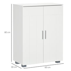 Kozy Modern Bathroom Floor Cabinet, Free Standing Linen Cabinet, Storage Cupboard with 3 Tier Shelves, White