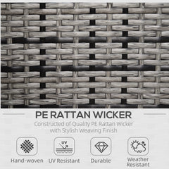 Kozy Rattan Garden Armchair 10cm Cushion Outdoor Single Chair with Steel Frame, Grey