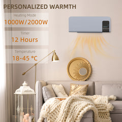 Kozy - 2000W Wall Mounted Heater, 18-45°C Temperature, Grey